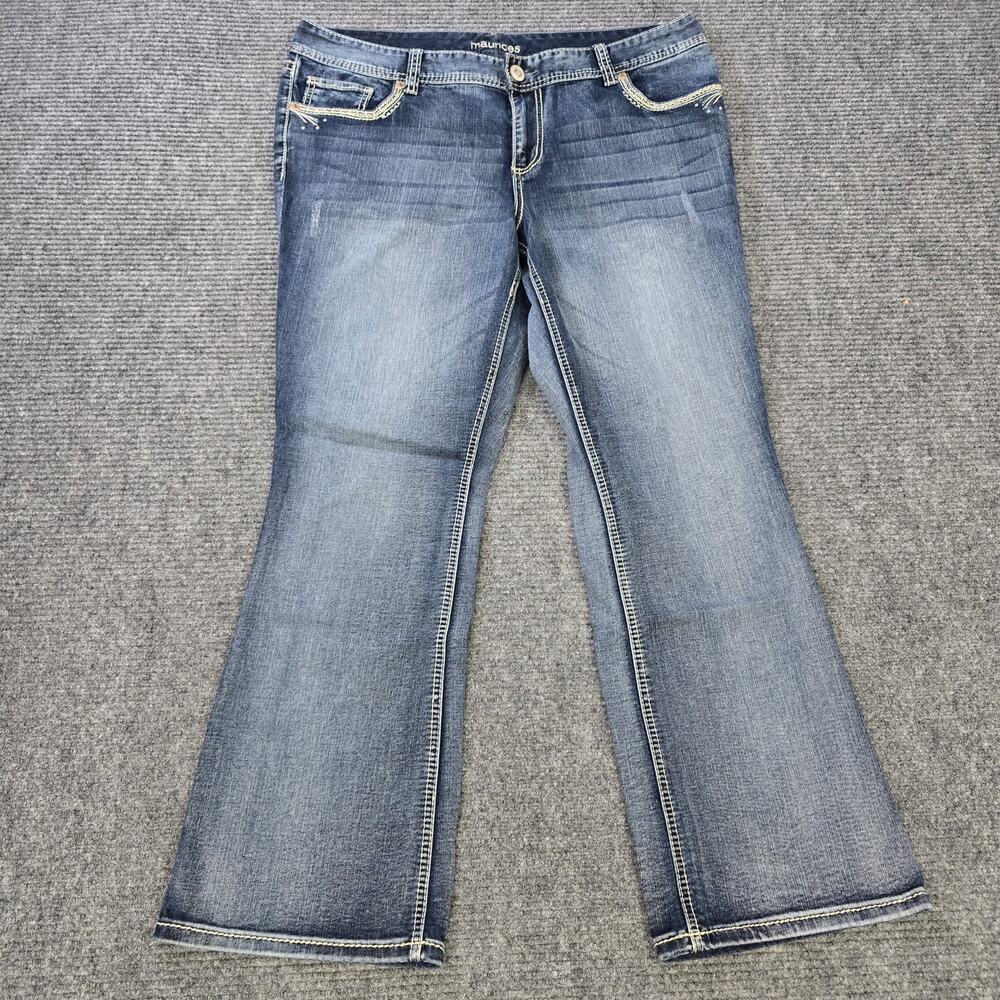 Maurices Jeans Womens 20 Reg 40x31  Blue Bootcut Flare Thick Stitch Y2K